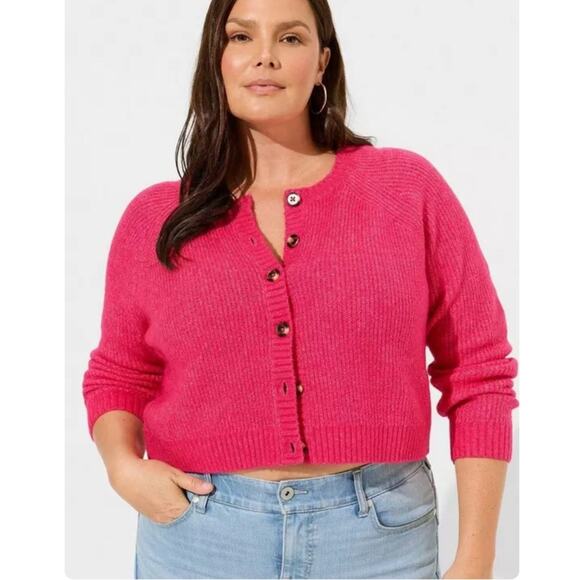 torrid Sweaters - NWT Torrid Pink Vegan Cashmere Crop Cardigan Sweater‎ Size 2X
